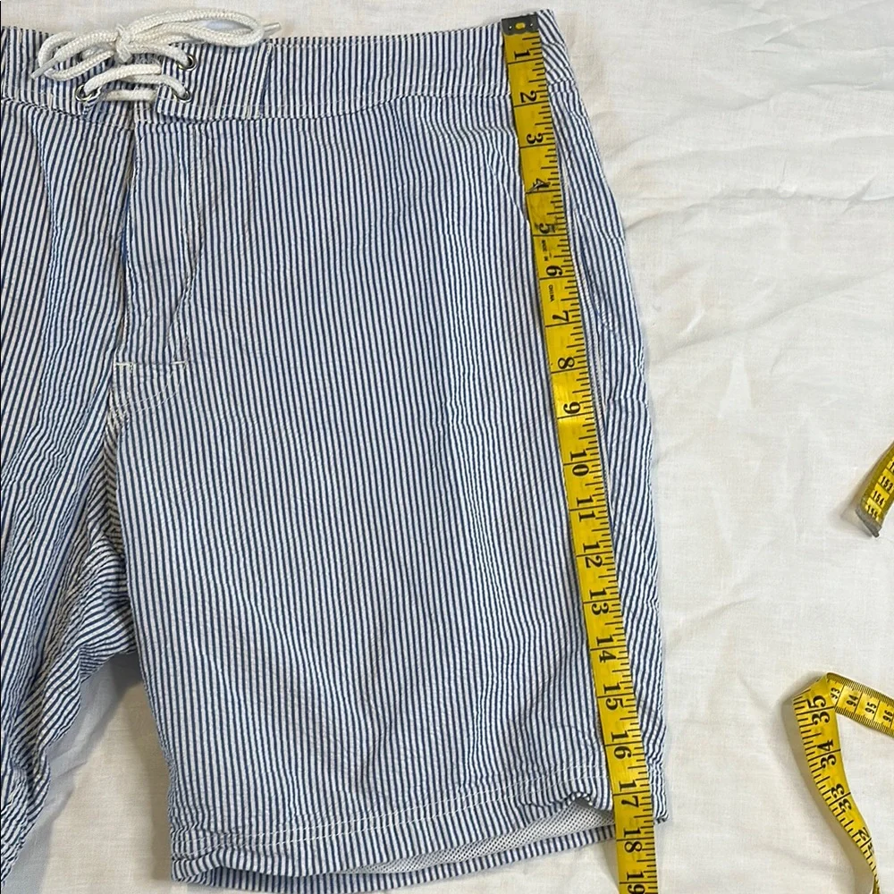 J. Crew Blue and White Board Shorts with Drawstring Waist